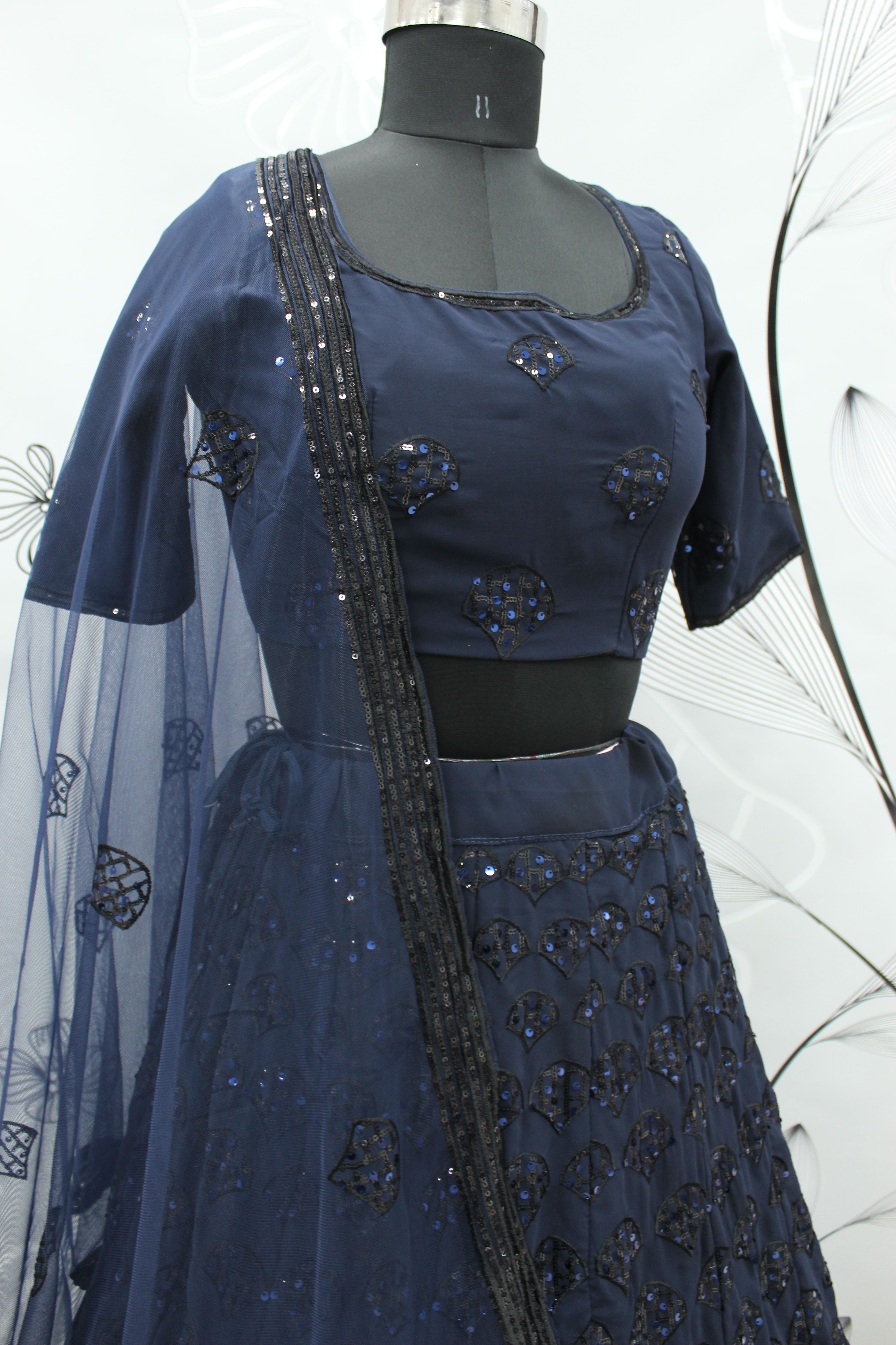 Navy blue designer blue lehenga choli with heavy sequence work